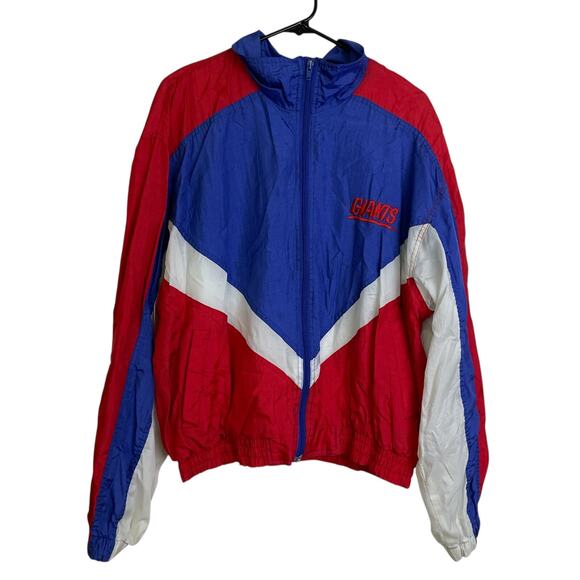 Vtg Team NFL Triple Fat Goose Giants Track Jacket Medium Windbreaker Mens Red - Picture 1 of 11